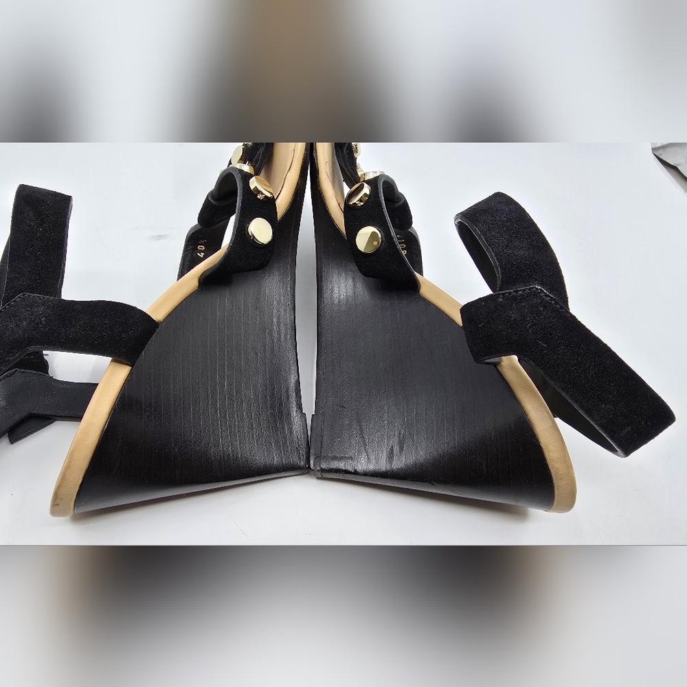 Balenciaga Leather Studded Accent T-Strap Sandals - Picture 11 of 16